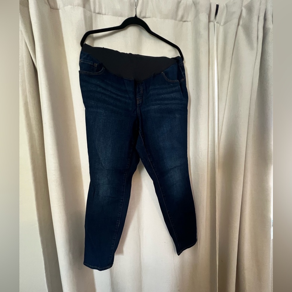 Old Navy Dark Blue Maternity Skinny Jeans with Black Belly Panel